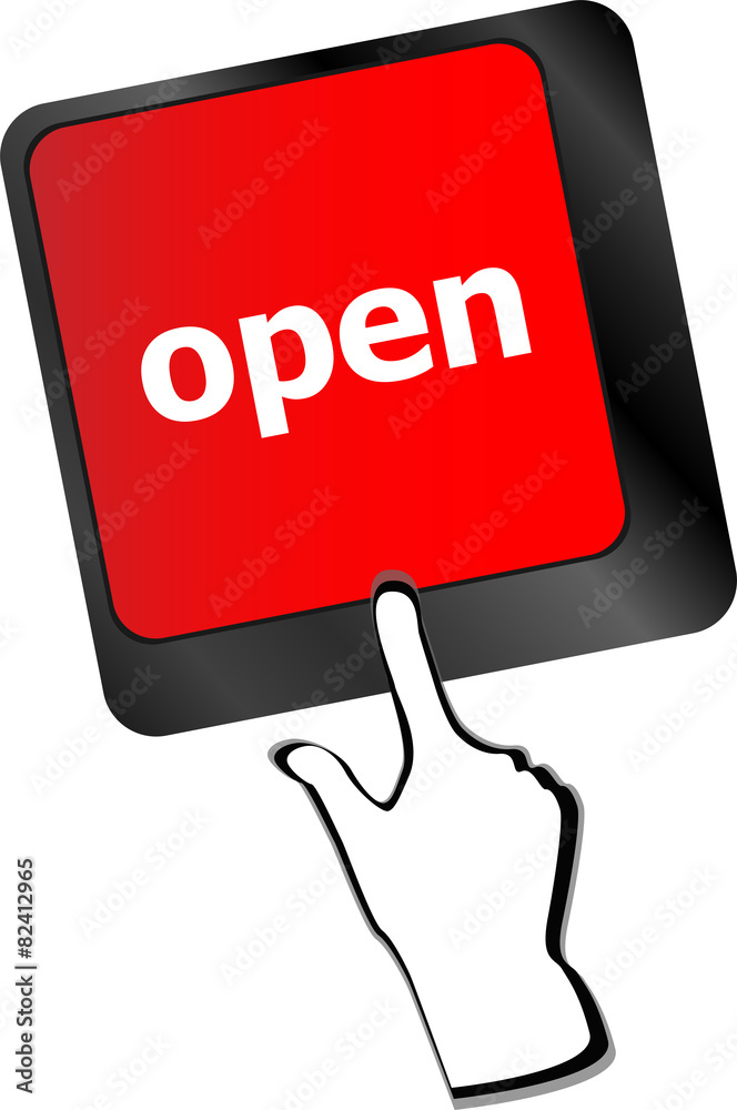 Poster open button on the computer keyboard vector