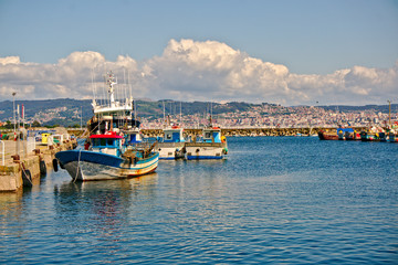 Fototapeta na wymiar Barco pesquero en puerto