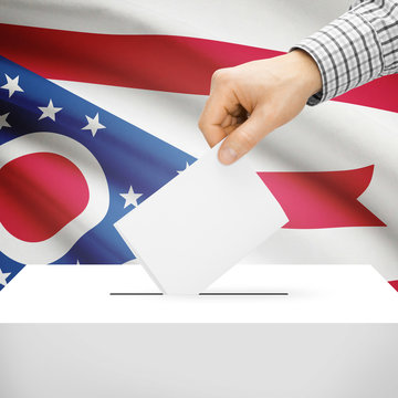 Ballot box with US state flag on background - Ohio
