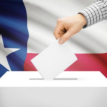 Ballot box with US state flag on background - Texas