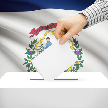 Ballot box with US state flag on background - West Virginia