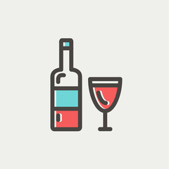 Bottle of whisky and a glass thin line icon