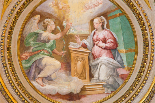 Rome - fresco of Annunciation in Basilica di Sant Agostino