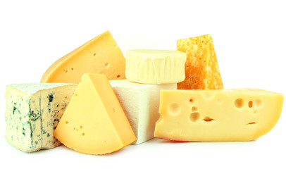 Different sort of cheese isolated on white