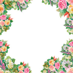 Seamless floral pattern with of red and orange roses