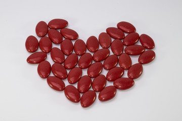 Heart of red candies