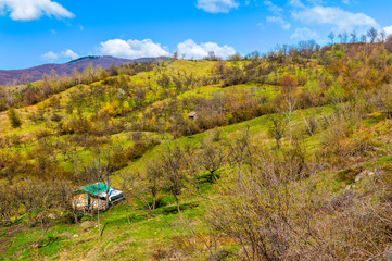 Romanian countryside landscape in spring colors