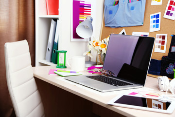 Working place of designer, close-up