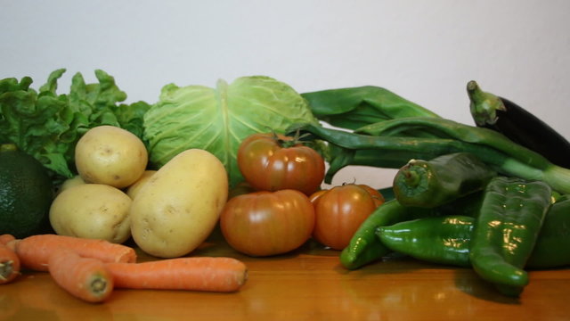 Variety of fresh vegetables,dolly shot