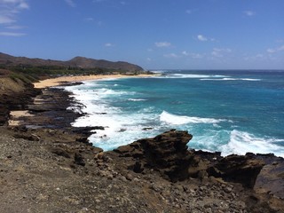 Rugged Makapuu coastline, Oahu