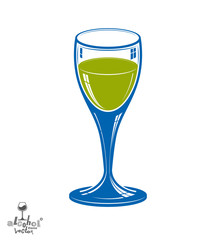 Realistic 3d wineglass, beverage theme illustration. Decorative