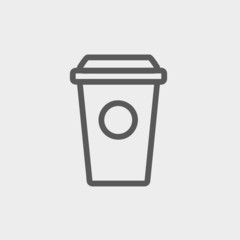 Disposable coffee cup thin line icon
