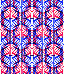 Bright symmetric seamless pattern with interweave figures. Conti