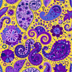 Vintage floral motif ethnic seamless background.