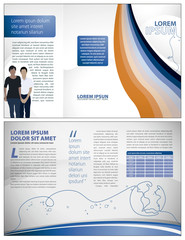 Modern corporate white, blue and orange layout template