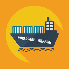 Flat modern design with shadow icons ship delivery