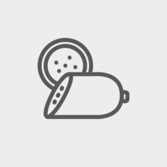 Sliced sausage thin line icon