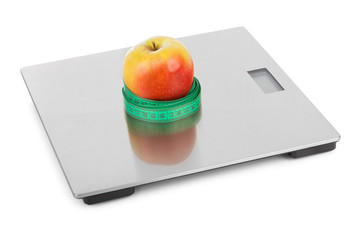 Weight scale and fruits