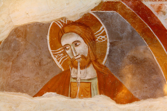 Ges&ugrave; soffia lo Spirito; cripta del Duomo di Treviso