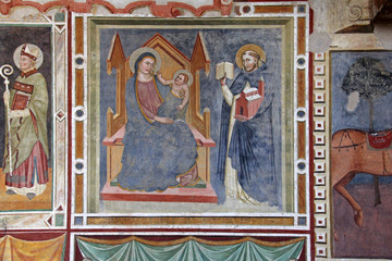 madonna in trono e santo; affresco, chiesa San Nicolò, Treviso