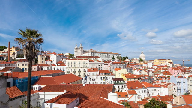 4K timelapse of Lisbon rooftop from Portas do sol viewpoint