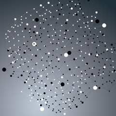 3D vector abstract technology mesh shape on dark backdrop, 