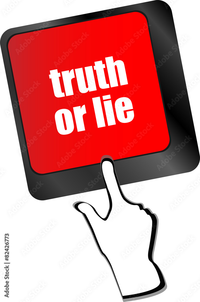 Poster truth or lie button on computer keyboard key vector