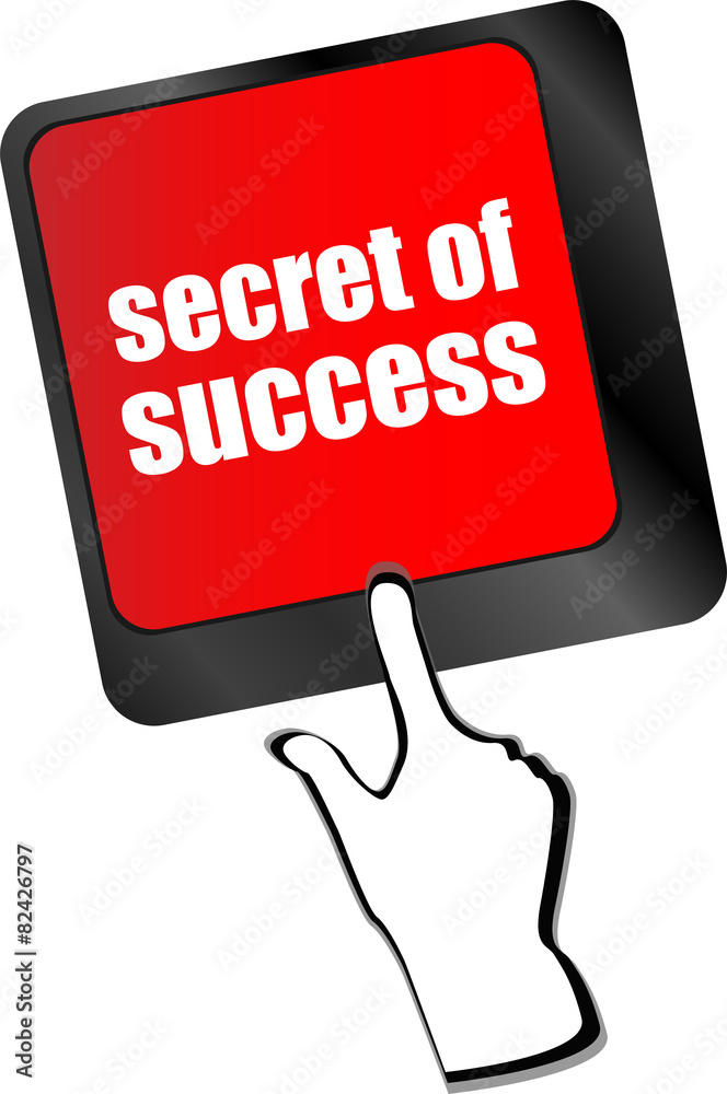 Poster secret of success button on computer keyboard key vector