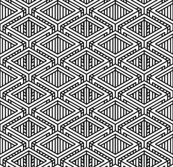 Seamless optical ornamental pattern with three-dimensional geome