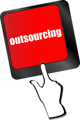 outsourcing button on computer keyboard key vector