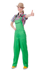 A female gardener isolated on white