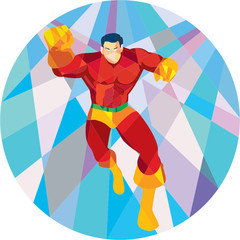 Superhero Running Punching Low Polygon