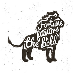 Fototapeta premium Vector hand drawn typography poster with Lion