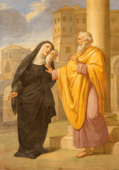 Rome - fresco of st. Augustine and his mother st. Monica - obrazy, fototapety, plakaty