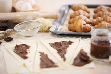 Making croissant cookies.