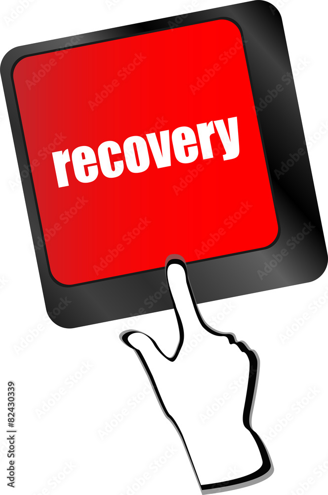 Poster key with recovery text on laptop keyboard button vector