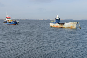 Fototapeta premium Old trawler anchored