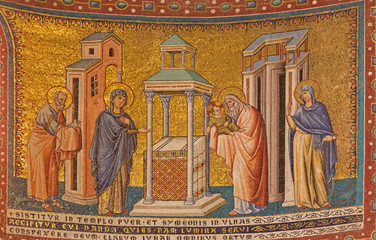 Rome - The mosaic of Presentation in the Temple 