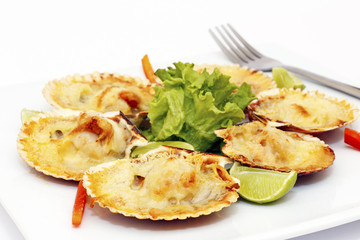 Peruvian dish shells with parmesan cheese.