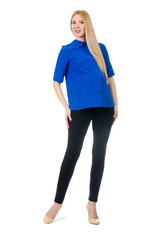 Beautiful pregnant woman isolated on white