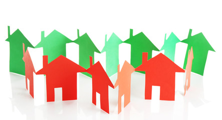 Paper houses isolated on white