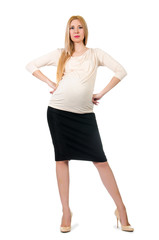 Fototapeta premium Beautiful pregnant woman isolated on white