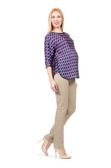 Beautiful pregnant woman isolated on white