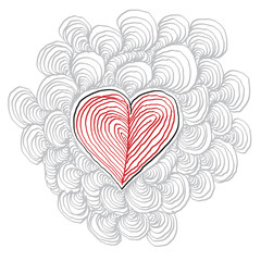 Simple heart hand-drawn illustration, Valentine Day concept. Lov