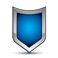 Heraldic vector blue emblem with silver outline, 3d conceptual d