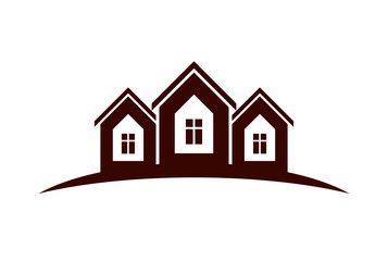 Abstract vector houses with horizon line. Can be used in adverti