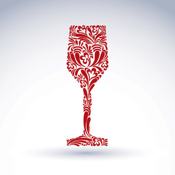 Creative goblet with floral ethnic vector pattern, relaxation an