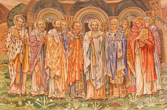 Rome - mosaic of saints big teachers - San Paolo dentro le Mura.