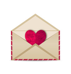 Open vintage envelope with paper grunge heart