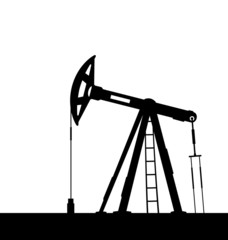 Oil pump jack for petroleum isolated on white background - obrazy, fototapety, plakaty